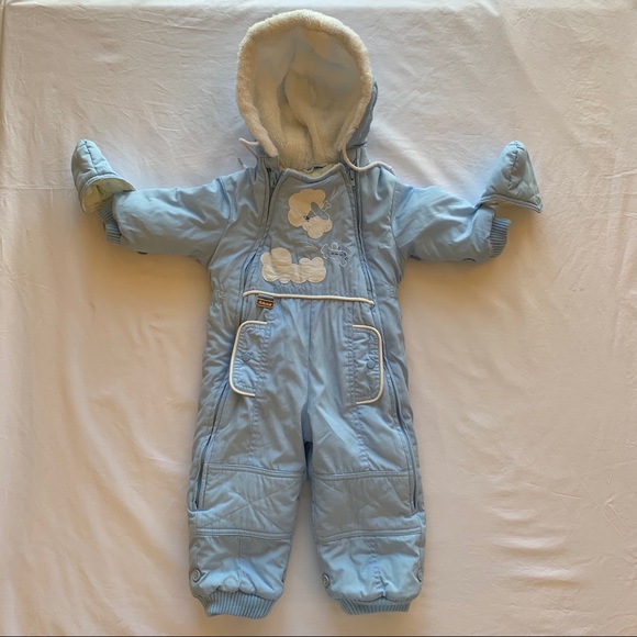 Rare Rothschild Vintage Snowsuit, hand covers, baby blue retro airplane puffer - Picture 2 of 16